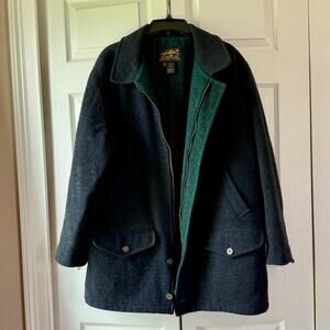 Vintage Eddie Bauer Men's Wool Field Coat / Car Coat, Mens L, Heathered Charcoal
